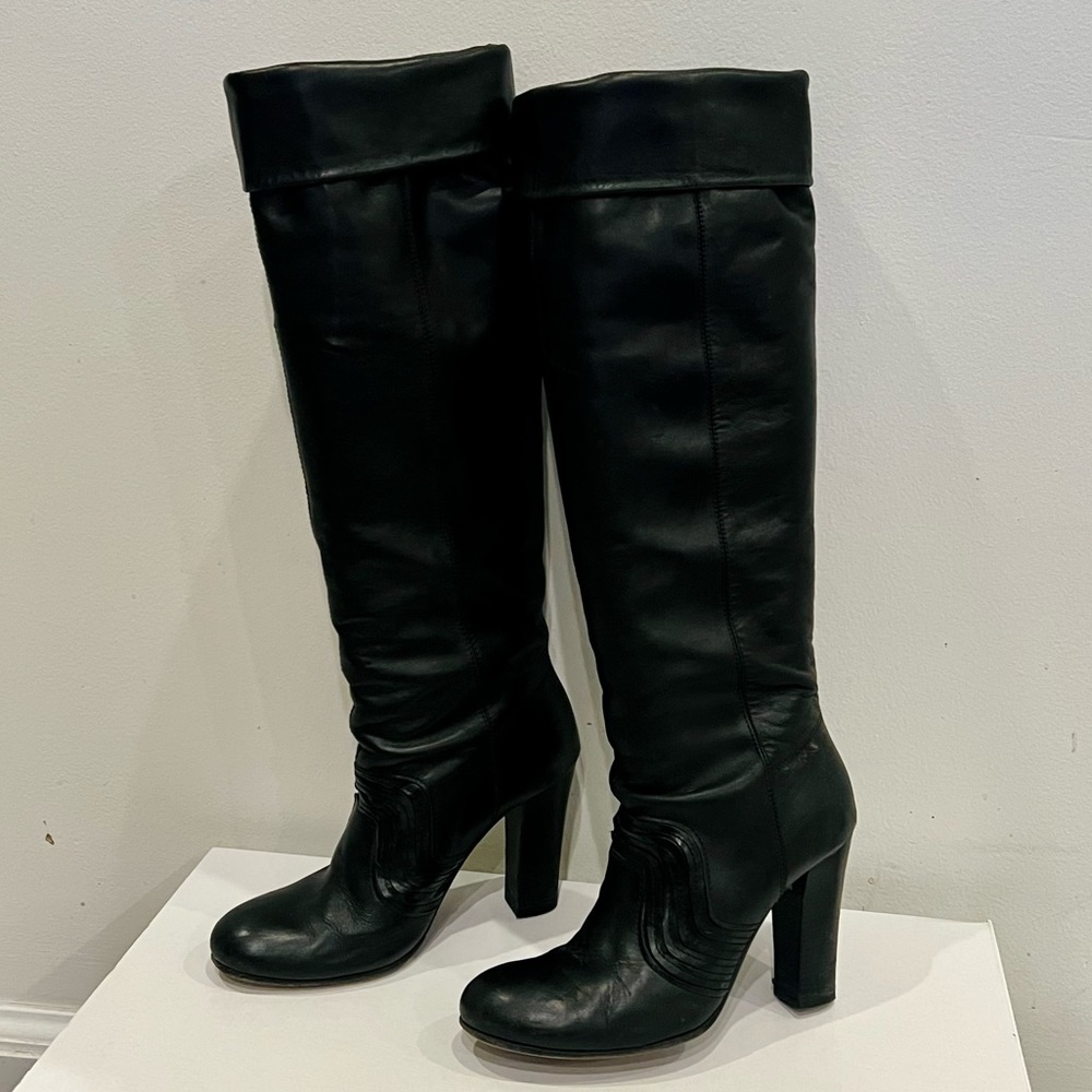 Miss Sixty black knee high cuff boots size 9.5